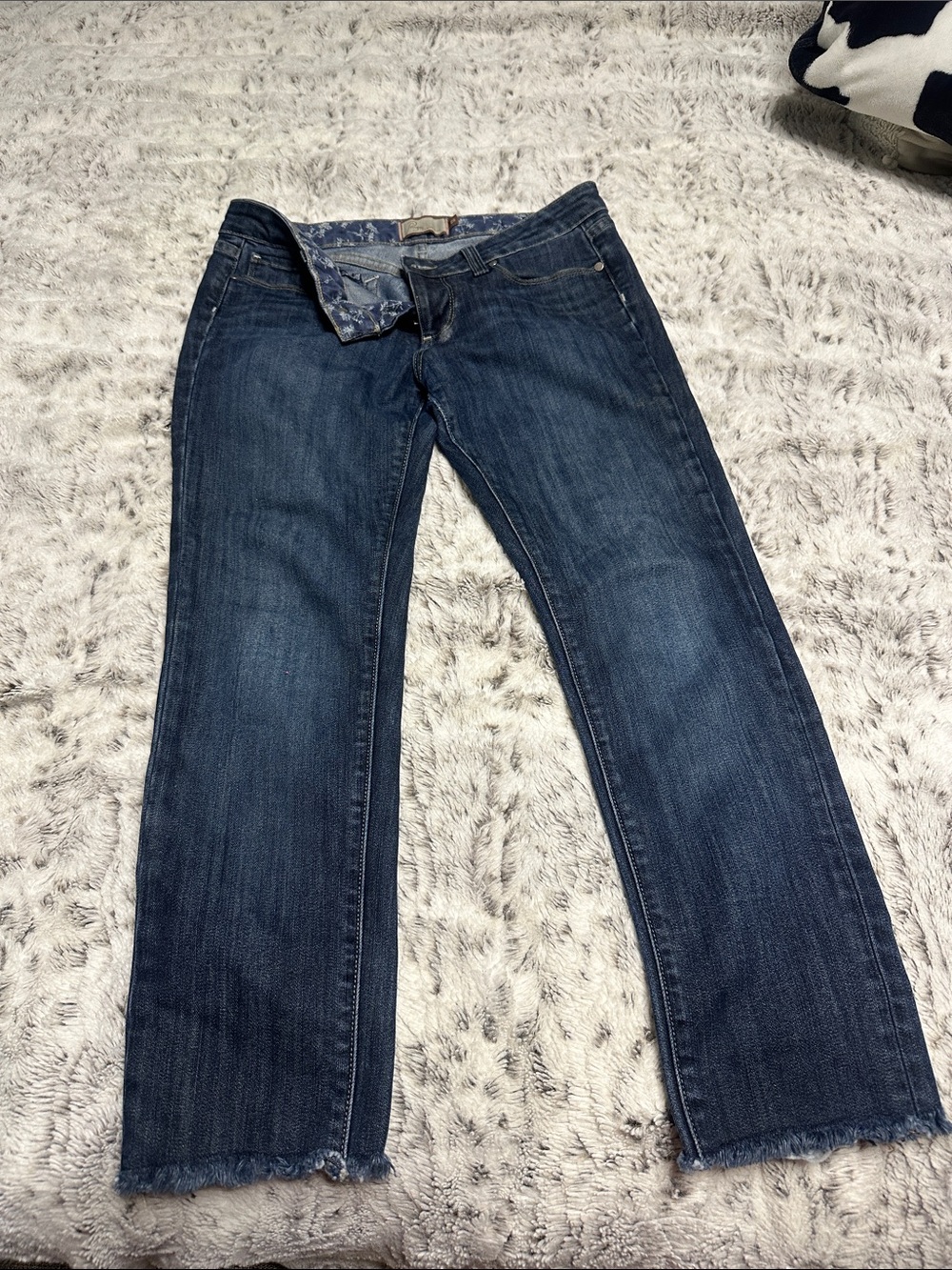 PAIGE Dark Blue Straight Leg Jeans